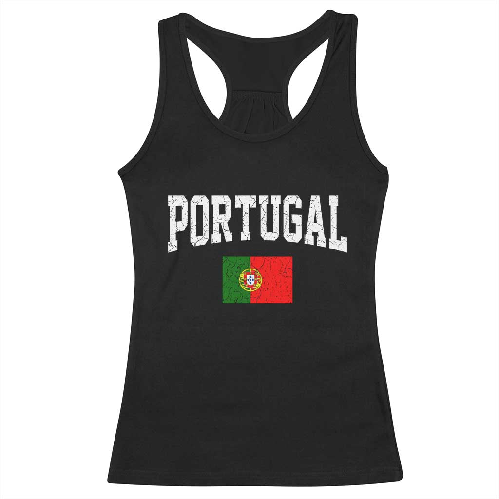 Vintage Portugal Flag Portuguese Pride Throwback Design Racerback Tank Top