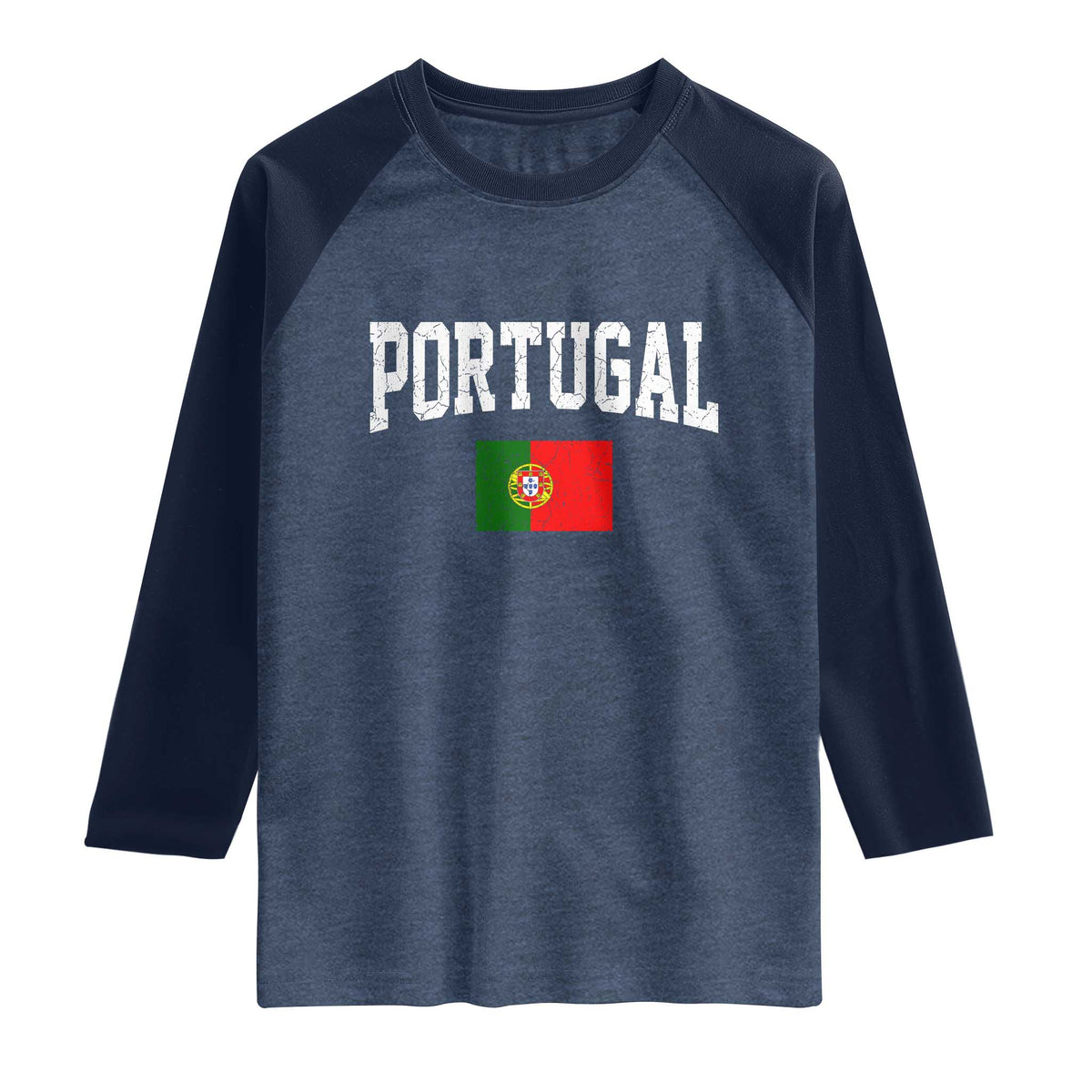 Vintage Portugal Flag Portuguese Pride Throwback Design Raglan Shirt