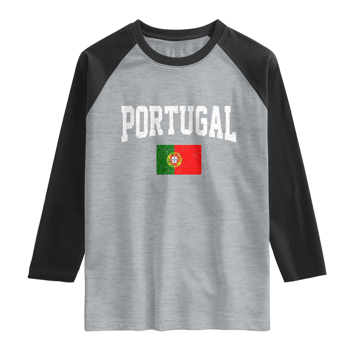 Vintage Portugal Flag Portuguese Pride Throwback Design Raglan Shirt