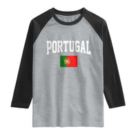 Vintage Portugal Flag Portuguese Pride Throwback Design Raglan Shirt