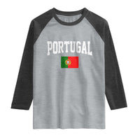 Vintage Portugal Flag Portuguese Pride Throwback Design Raglan Shirt