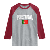 Vintage Portugal Flag Portuguese Pride Throwback Design Raglan Shirt