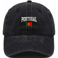 Vintage Portugal Flag Portuguese Pride Throwback Design Washed Cotton Baseball Cap