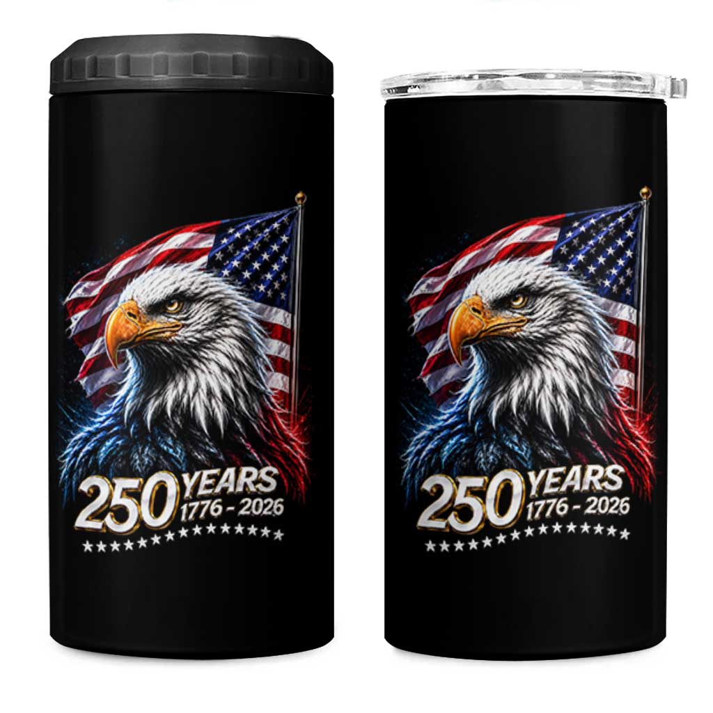 250 Years USA 250th Anniversary 4 in 1 Can Cooler Tumbler Patriotic Eagle 4th of July