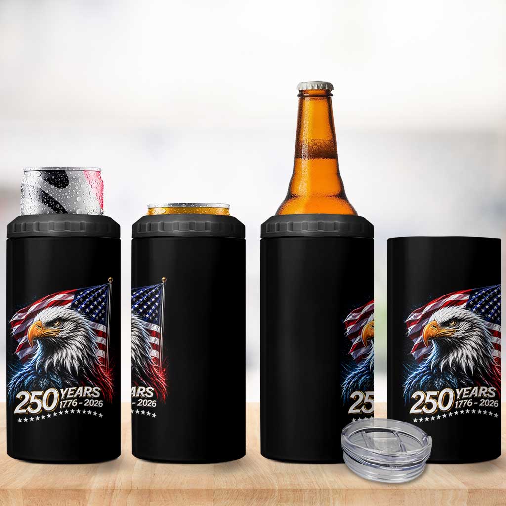 250 Years USA 250th Anniversary 4 in 1 Can Cooler Tumbler Patriotic Eagle 4th of July