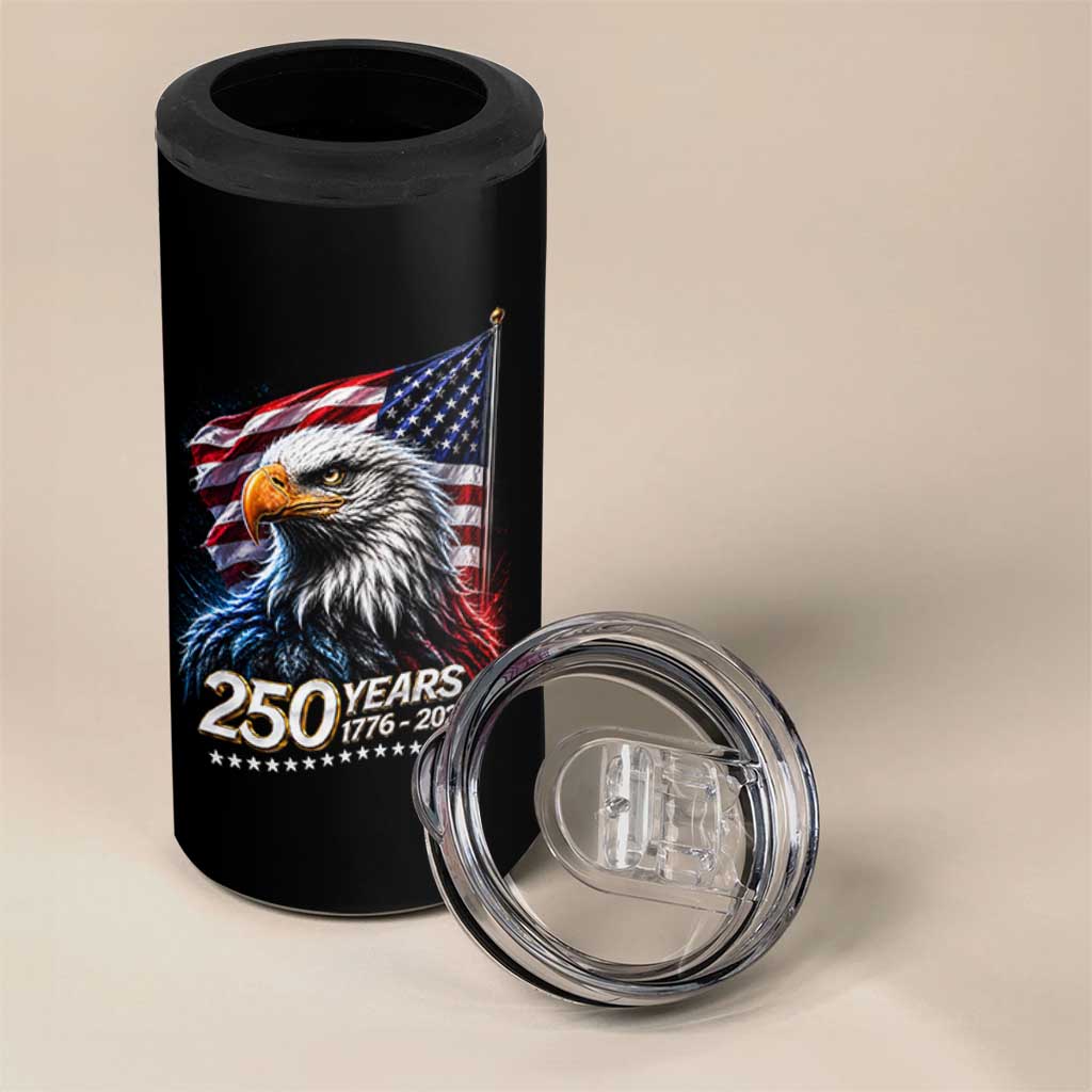250 Years USA 250th Anniversary 4 in 1 Can Cooler Tumbler Patriotic Eagle 4th of July