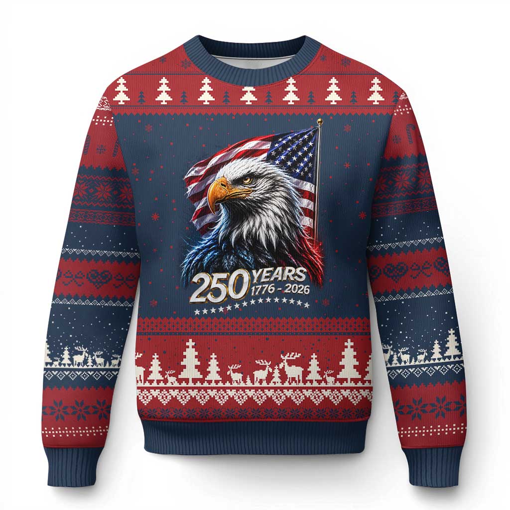 250 Years USA 250th Anniversary Ugly Christmas Sweater Patriotic Eagle 4th of July
