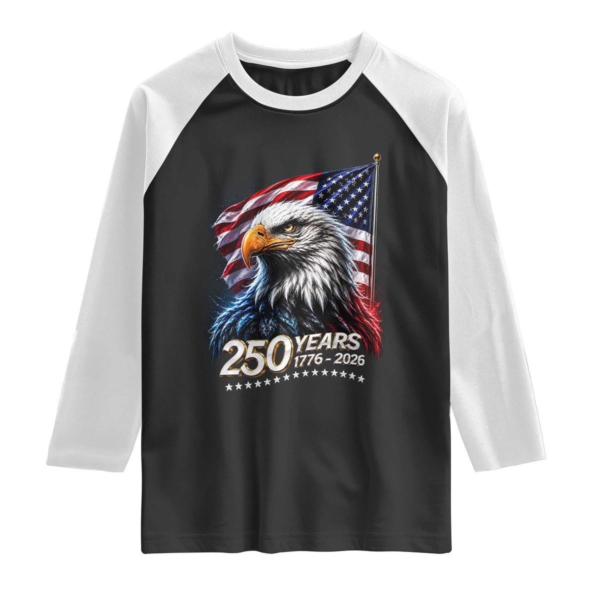 250 Years USA 250th Anniversary Raglan Shirt Patriotic Eagle 4th of July