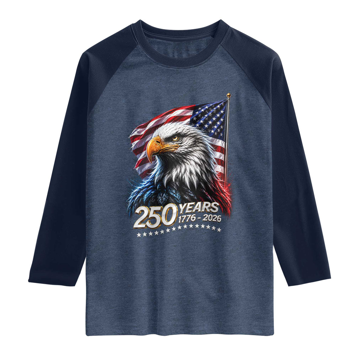 250 Years USA 250th Anniversary Raglan Shirt Patriotic Eagle 4th of July