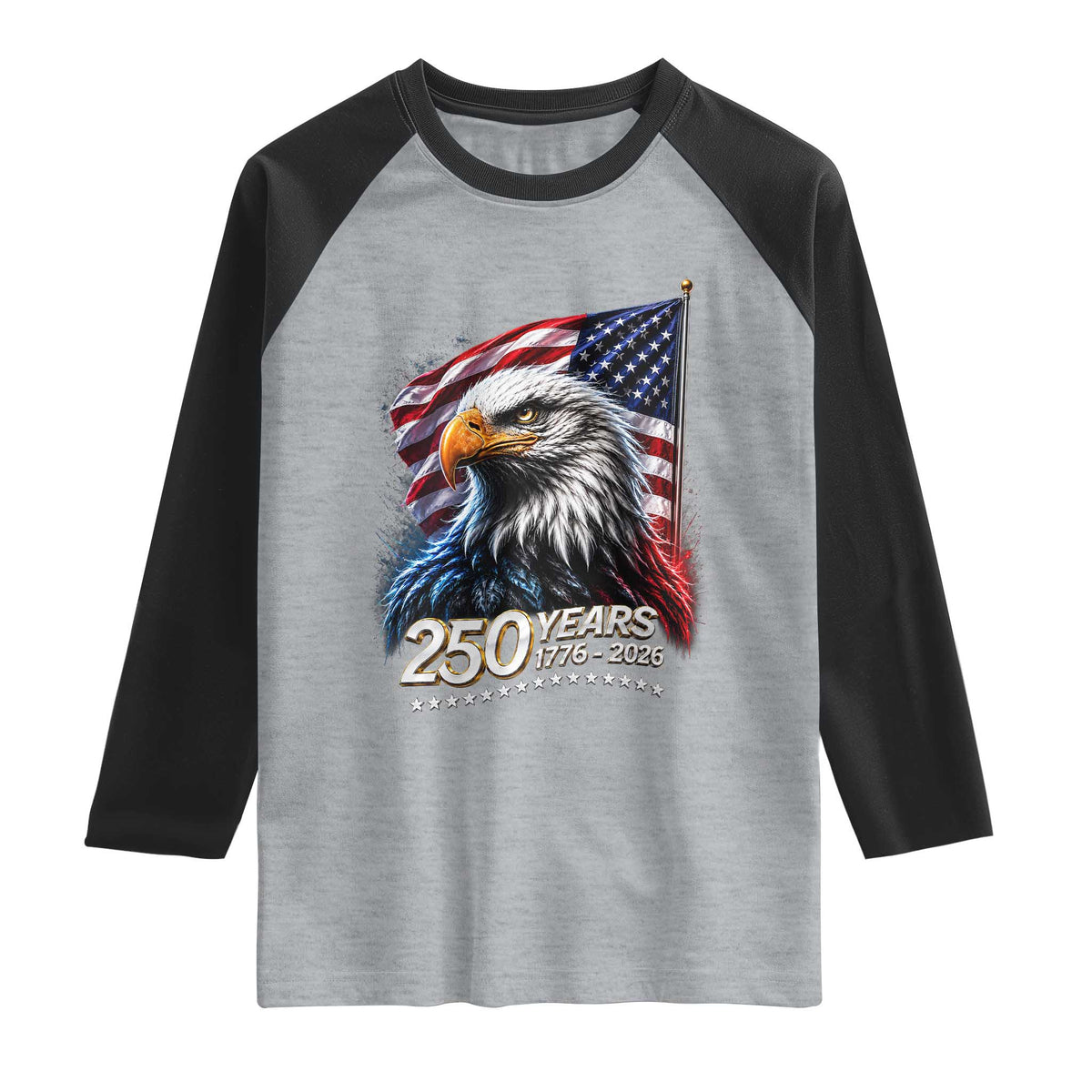 250 Years USA 250th Anniversary Raglan Shirt Patriotic Eagle 4th of July