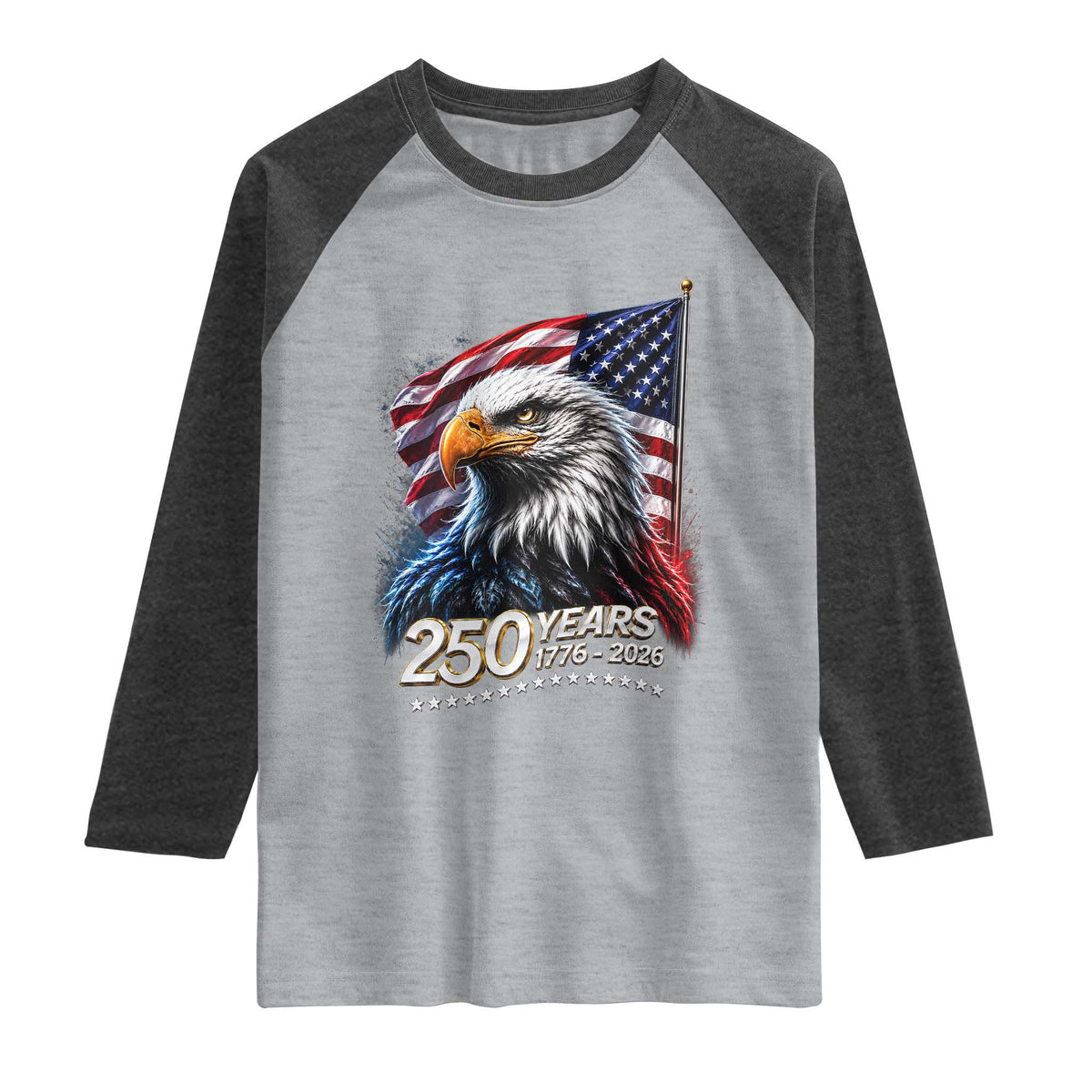 250 Years USA 250th Anniversary Raglan Shirt Patriotic Eagle 4th of July
