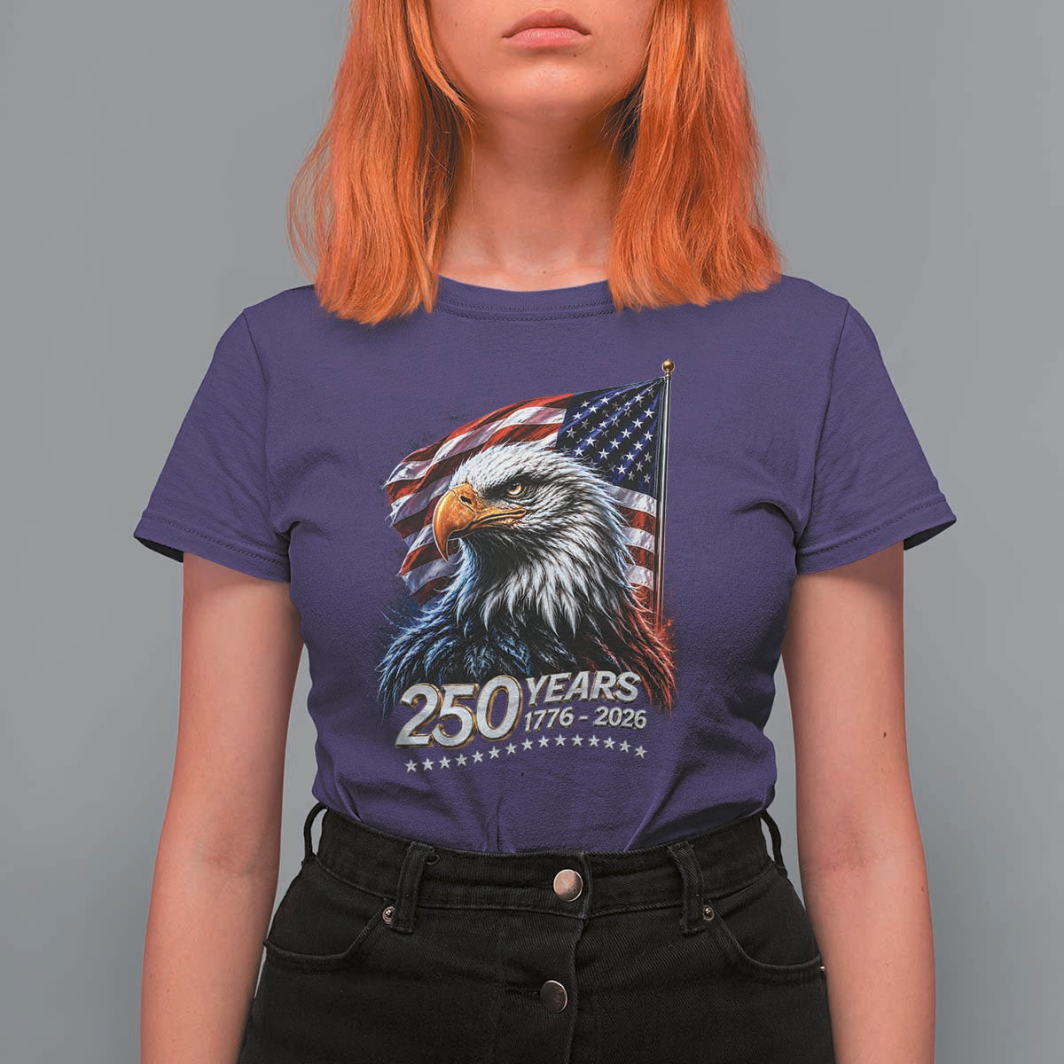 250 Years USA 250th Anniversary T Shirt For Women Patriotic Eagle 4th of July
