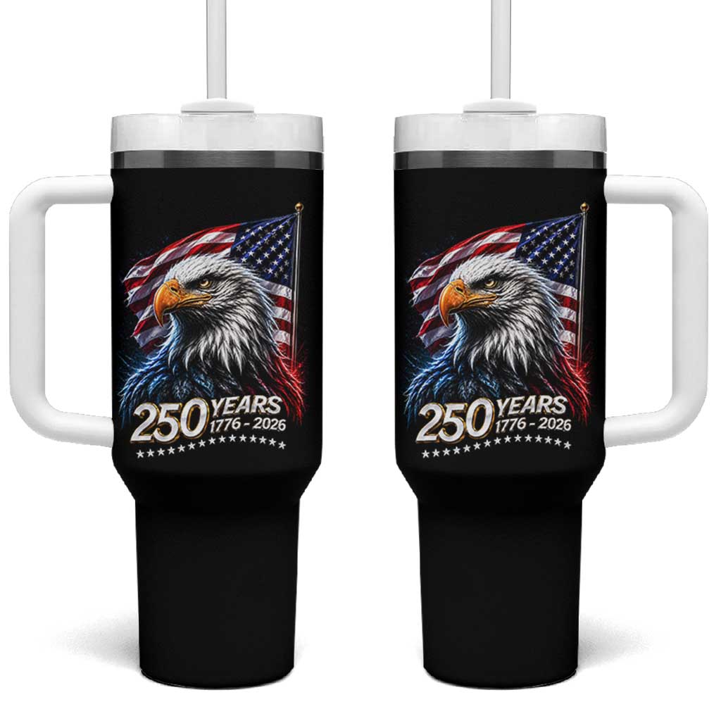250 Years USA 250th Anniversary Tumbler With Handle Patriotic Eagle 4th of July