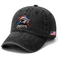 250 Years USA 250th Anniversary Washed Cotton Baseball Cap Patriotic Eagle 4th of July