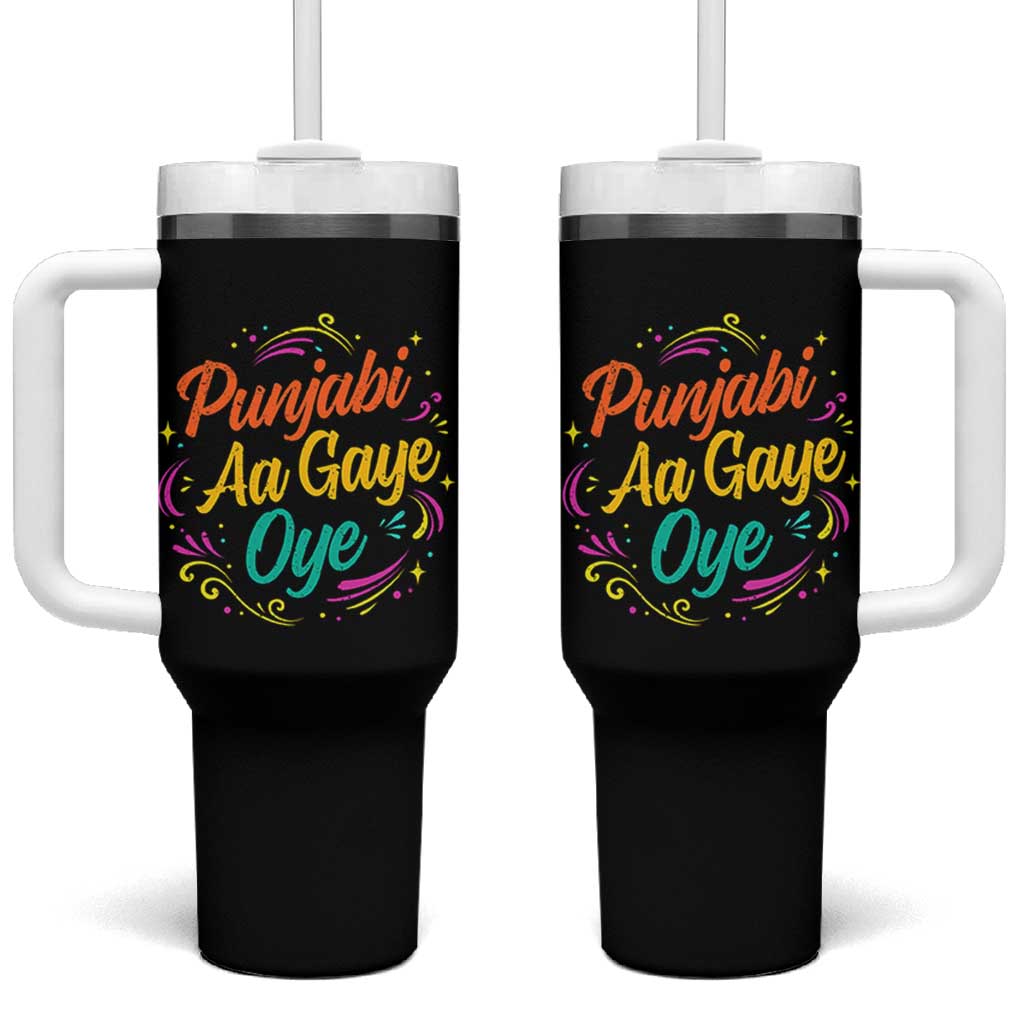 Punjabi Aa Gaye Oye Tumbler With Handle Funny Indian Holi Gifts
