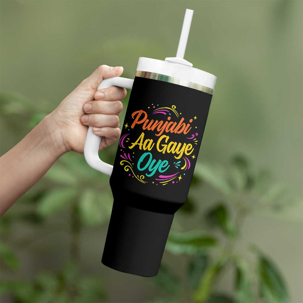 Punjabi Aa Gaye Oye Tumbler With Handle Funny Indian Holi Gifts
