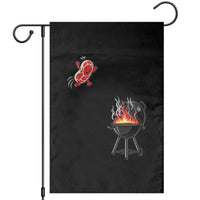Funny BBQ Steak Meme Cute Meat Jumping Into Grill Garden Flag