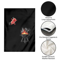 Funny BBQ Steak Meme Cute Meat Jumping Into Grill Garden Flag