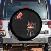 Funny BBQ Steak Meme Cute Meat Jumping Into Grill Spare Tire Cover