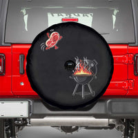Funny BBQ Steak Meme Cute Meat Jumping Into Grill Spare Tire Cover