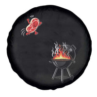 Funny BBQ Steak Meme Cute Meat Jumping Into Grill Spare Tire Cover