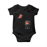 Funny BBQ Steak Meme Cute Meat Jumping Into Grill Baby Onesie