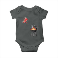 Funny BBQ Steak Meme Cute Meat Jumping Into Grill Baby Onesie