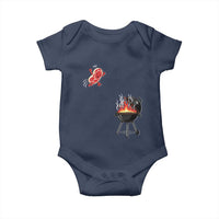 Funny BBQ Steak Meme Cute Meat Jumping Into Grill Baby Onesie