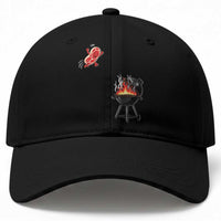 Funny BBQ Steak Meme Cute Meat Jumping Into Grill Baseball Cap