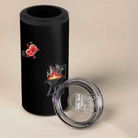 Funny BBQ Steak Meme Cute Meat Jumping Into Grill 4 in 1 Can Cooler Tumbler