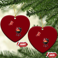 Funny BBQ Steak Meme Cute Meat Jumping Into Grill Ceramic Ornament