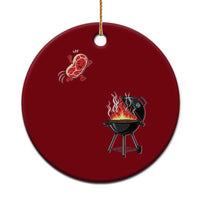Funny BBQ Steak Meme Cute Meat Jumping Into Grill Ceramic Ornament