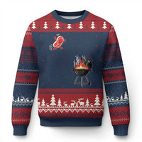 Funny BBQ Steak Meme Cute Meat Jumping Into Grill Ugly Christmas Sweater