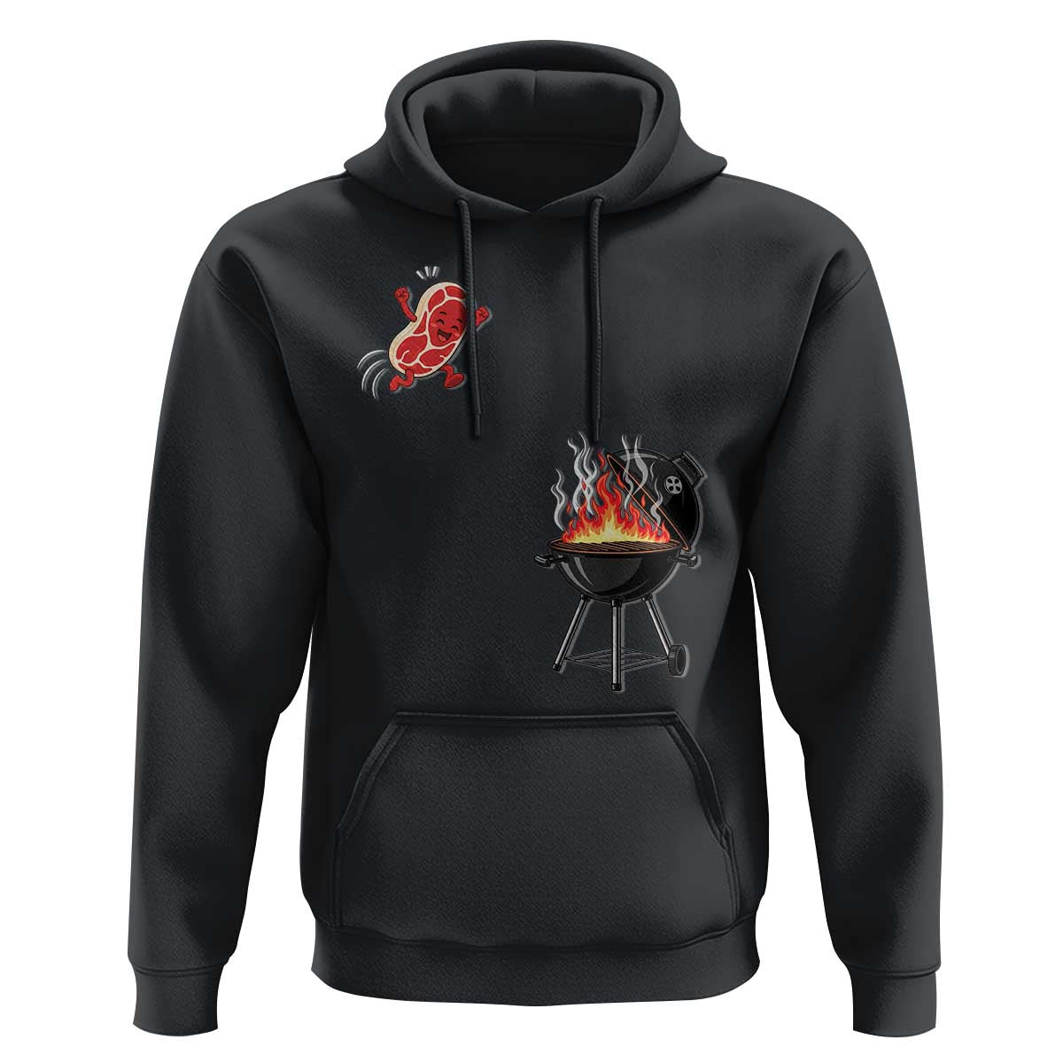 Funny BBQ Steak Meme Cute Meat Jumping Into Grill Hoodie