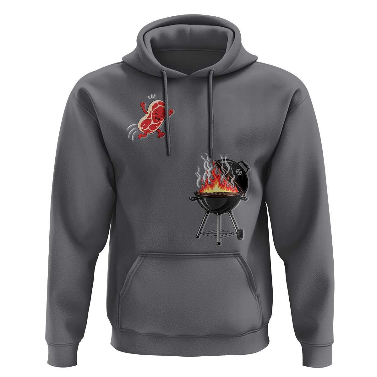 Funny BBQ Steak Meme Cute Meat Jumping Into Grill Hoodie