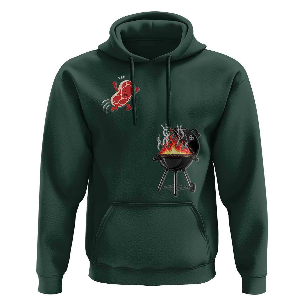 Funny BBQ Steak Meme Cute Meat Jumping Into Grill Hoodie