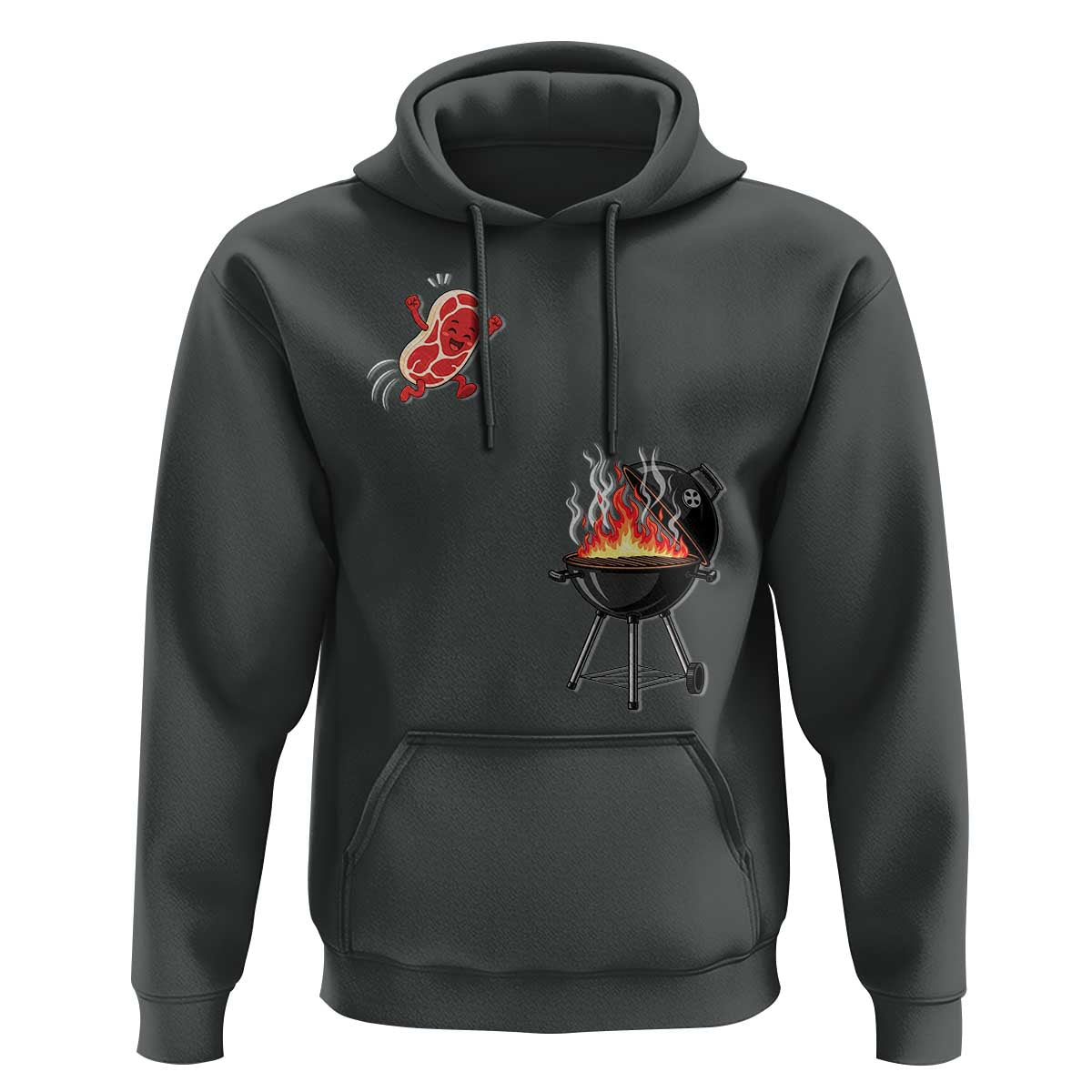 Funny BBQ Steak Meme Cute Meat Jumping Into Grill Hoodie