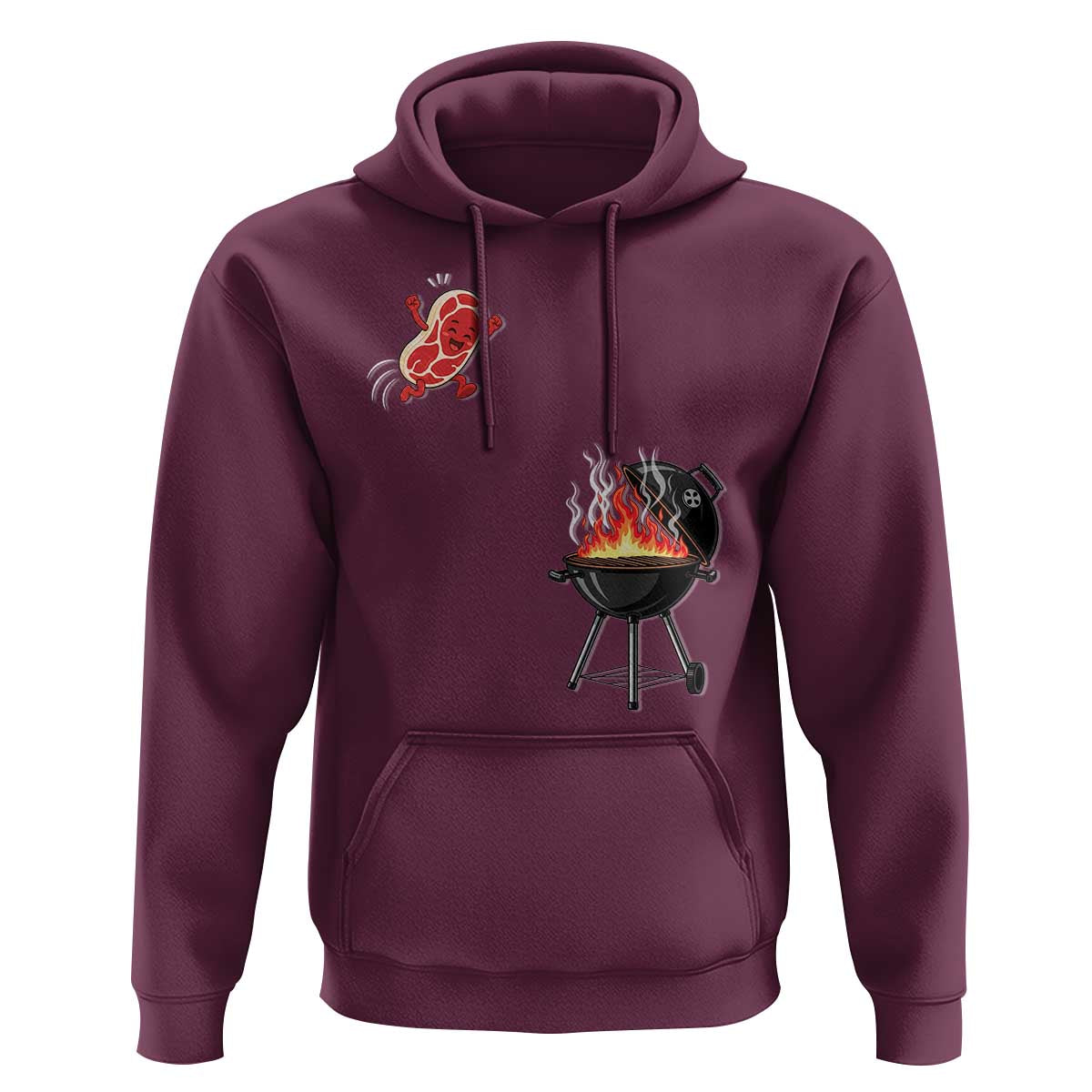 Funny BBQ Steak Meme Cute Meat Jumping Into Grill Hoodie