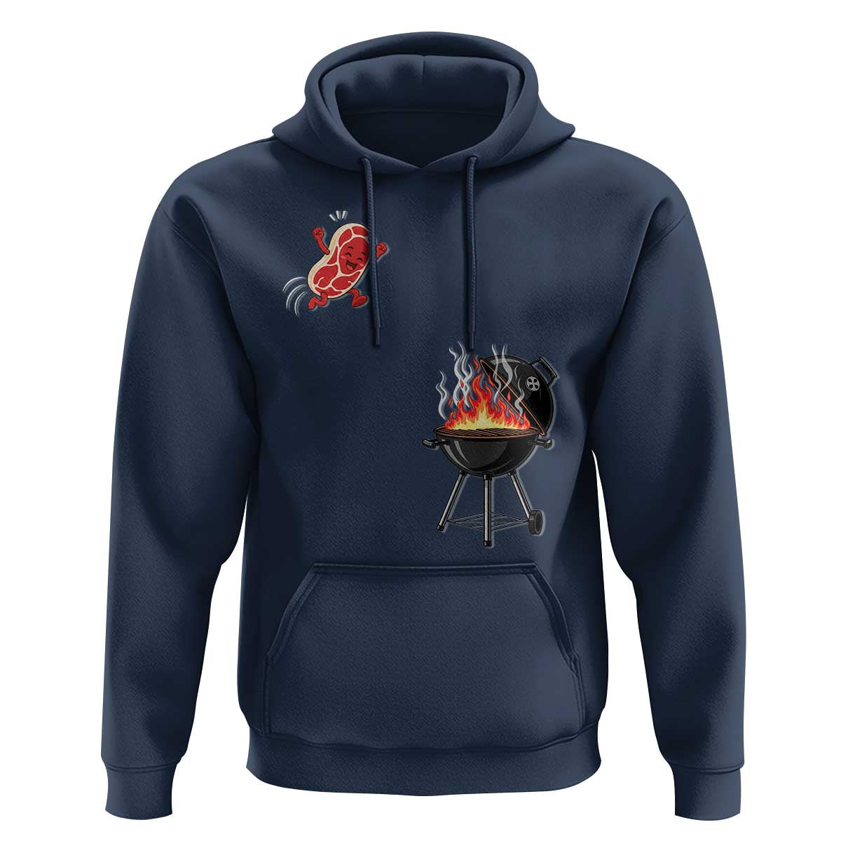 Funny BBQ Steak Meme Cute Meat Jumping Into Grill Hoodie