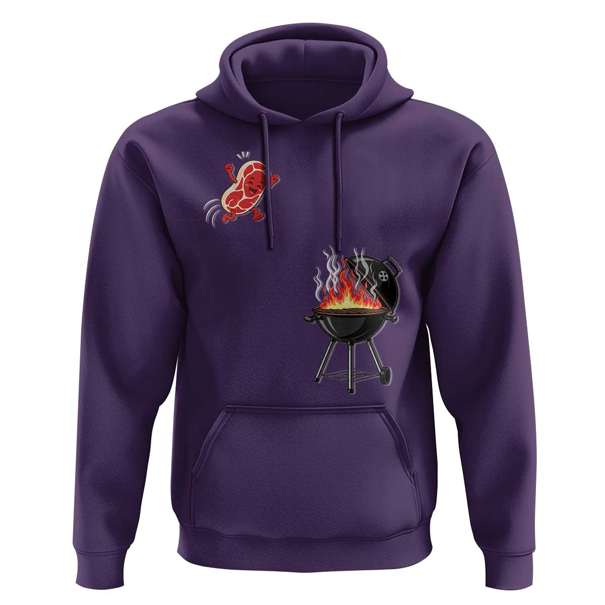 Funny BBQ Steak Meme Cute Meat Jumping Into Grill Hoodie