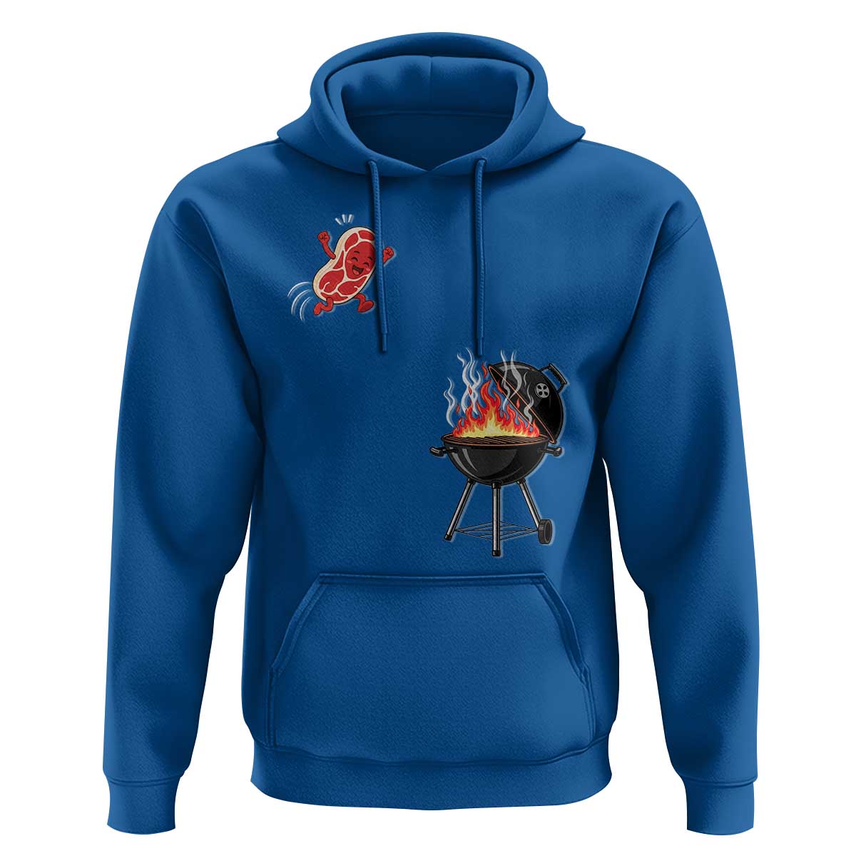 Funny BBQ Steak Meme Cute Meat Jumping Into Grill Hoodie