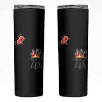 Funny BBQ Steak Meme Cute Meat Jumping Into Grill Skinny Tumbler