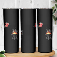 Funny BBQ Steak Meme Cute Meat Jumping Into Grill Skinny Tumbler