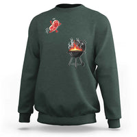 Funny BBQ Steak Meme Cute Meat Jumping Into Grill Sweatshirt