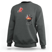 Funny BBQ Steak Meme Cute Meat Jumping Into Grill Sweatshirt