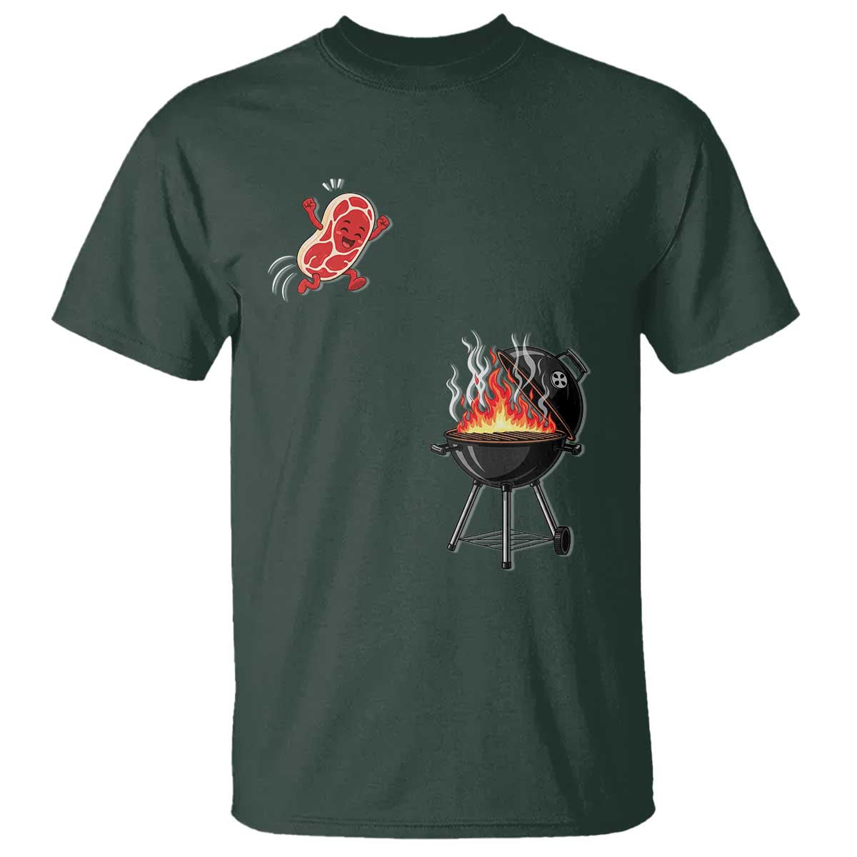Funny BBQ Steak Meme Cute Meat Jumping Into Grill T Shirt