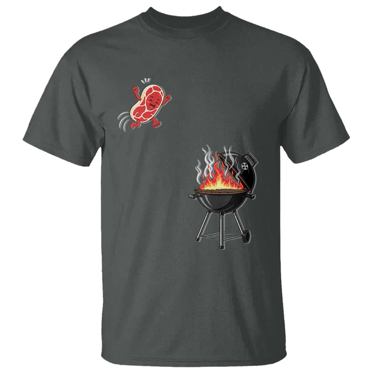 Funny BBQ Steak Meme Cute Meat Jumping Into Grill T Shirt