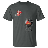 Funny BBQ Steak Meme Cute Meat Jumping Into Grill T Shirt
