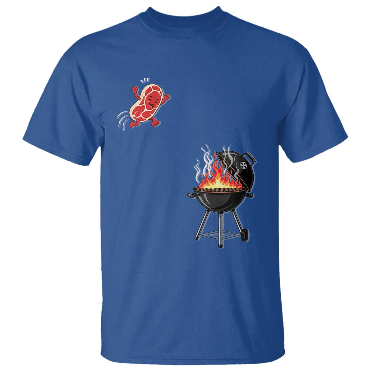 Funny BBQ Steak Meme Cute Meat Jumping Into Grill T Shirt