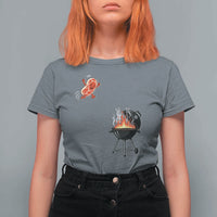 Funny BBQ Steak Meme Cute Meat Jumping Into Grill T Shirt For Women